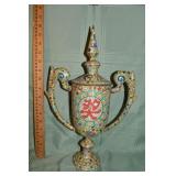 Chinese cloisonne assembled 2 handled urn with lid