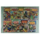 Lot of 9 Bronze age Marvel Comics: Fantastic 4, Ir