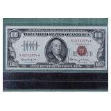 1966 US $100 red seal US note; as is