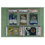 Lot of 5 PSA graded MLB autograph and relic cards