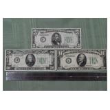 Three series of 1934 green seal US Federal Reserve