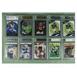 Lot of 10 Beckett graded NFL cards from 1977-2018:
