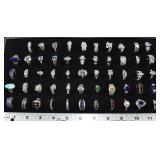 54 rings marked 925, 9ozt.; as is