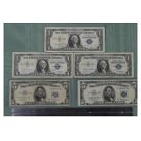 5 US blue seal with star Silver Certificates: (2)
