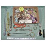 Collection of vintage costume jewelry; as is