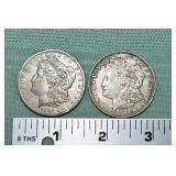 2 Morgan silver dollars: 1891O, 1921; as is