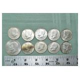 10 silver clad US coins; as is
