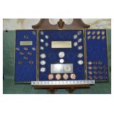 Plastic display case with 12 US silver coins, silv