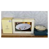 3 Lenox porcelain holiday wares: Butterfly Meadow