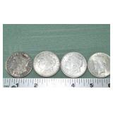 4 US silver dollars: (3) 1921, 1922; as is