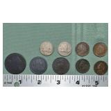 Early US coin lot: 1803 cent, 1804 half cent, 1864