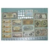 Collection of foreign WWII currency and coins; as