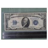 Series of 1934C US $10 blue seal Silver Certificat