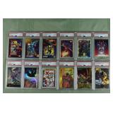 Lot of 12 PSA graded comic trading cards: (11) 8