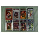 Lot of 8 graded comic trading cards: DC, Marvel, V