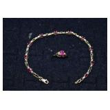 10 kt gold ring & bracelet: ring set with diamonds