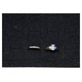 Two 14 kt gold rings: 8.3x6.3mm tanzanite & 2 diam