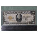 Series of 1928 US $20 Gold Certificate; as is