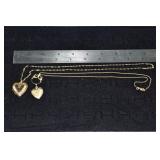 2 gold necklaces with locket pendant: 14 kt 18' ch