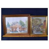 2 framed original works: watercolor on paper and o