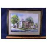 Harford County MD Court House, framed watercolor o