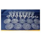 25 pcs Fostoria American pattern glass table wares
