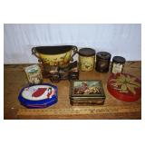 9 tin collectibles: Granger tobacco, Keebler salti