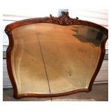 Carved wood framed and beveled glass dresser mirro