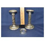Pair early S. Kirk & Son sterling weighted candles