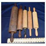 5 old pastry rolling pins; as is