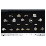 20 rings marked Bixby 925 18K, 5.8ozt.; as is