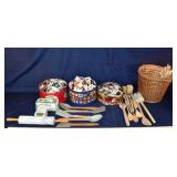Lot: kitchen utensils, 3 tins of matches, etc.; as