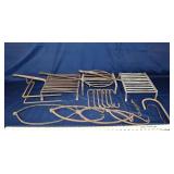 Collection of primitive iron fireplace cooking acc