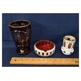 Art glass cigarette urn and ashtray, Bohemian glas