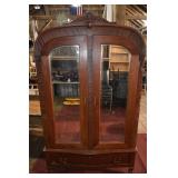 2 Door Mahogony veneer armoire, 52x21x85"h; as is