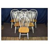 6 Painted maple kitchen chairs, 22x18x40"h, 5 matc