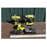 Ryobi 18V tool lot: 1/2" drill P271, inflater P737