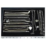 20 assorted bracelets marked 925, 9ozt.; as is