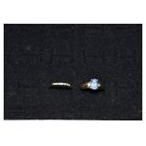 Two 14 kt gold rings: 8.3x6.3mm tanzanite & 2 diam