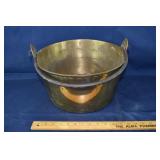 Heavy 8x13"h brass stew pot with iron bale handle,