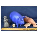3 pottery figural objects, etc.; as is