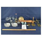 Collection of glass, metal and wood housewares; as