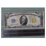 Series of 1934A US $10 yellow seal Silver Certific
