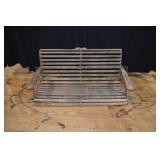 Wooden porch settee swing, 49x26x21"h; as is