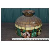 18" slag glass hanging light fixture; as is