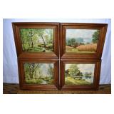 4 similar framed landscape prints, 13x11"h each; a
