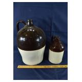 2 stoneware jugs: damaged 5gal and 1gal; as is