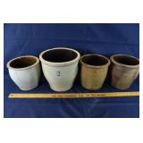 4 stoneware crocks: largest 2gal; as is