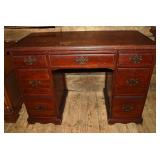 Mahogany finish double pedestal desk, 42x20x30'h;