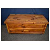 Solid cedar blanket chest, 37x17x17'h; as is